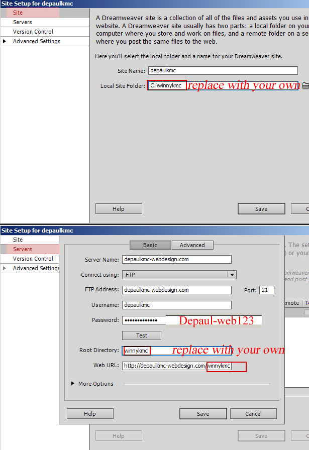 setup Dreamweaver